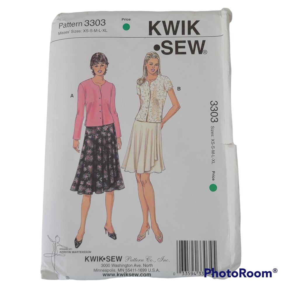 Vintage Kwik Sew sewing pattern gored skirt, jacket, cut